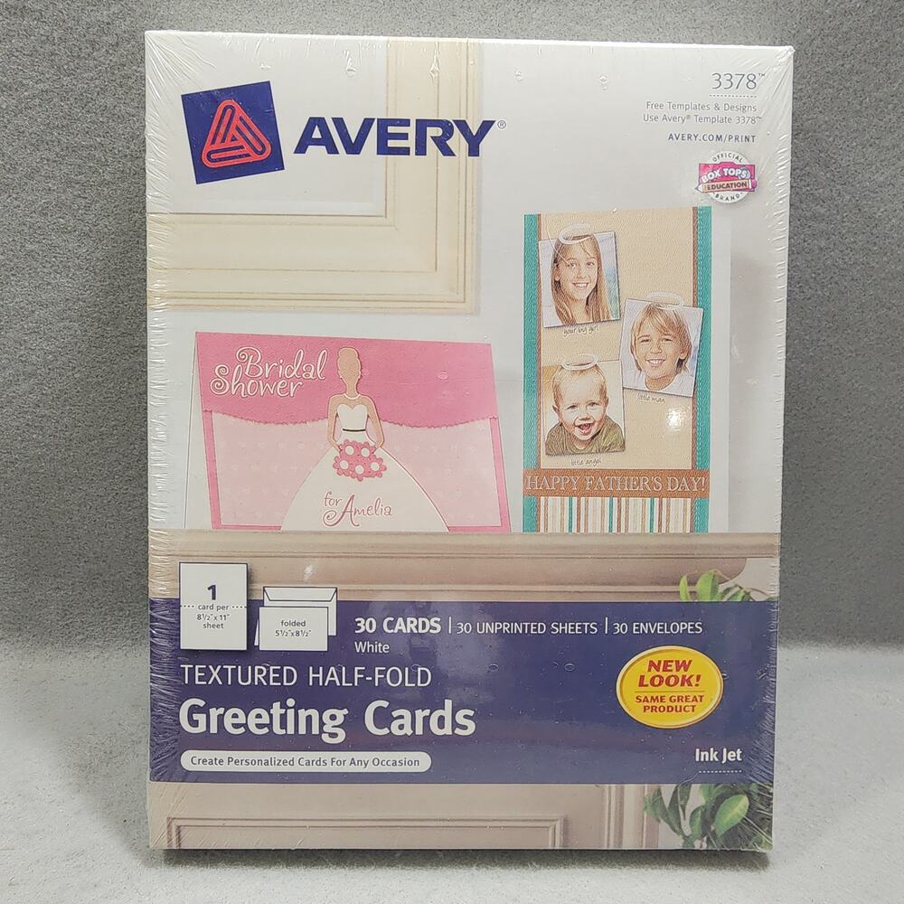 Avery #3378 Textured Half-Fold Greeting Cards & Envelopes 30 count NIP Sealed